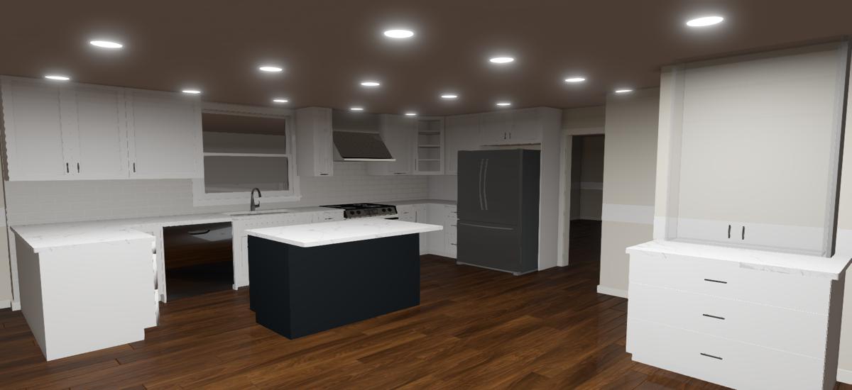 White shaker kitchen 3D
